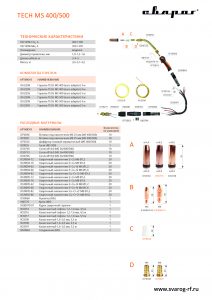 Сварочная горелка Сварог TECH MS 500, 4 м